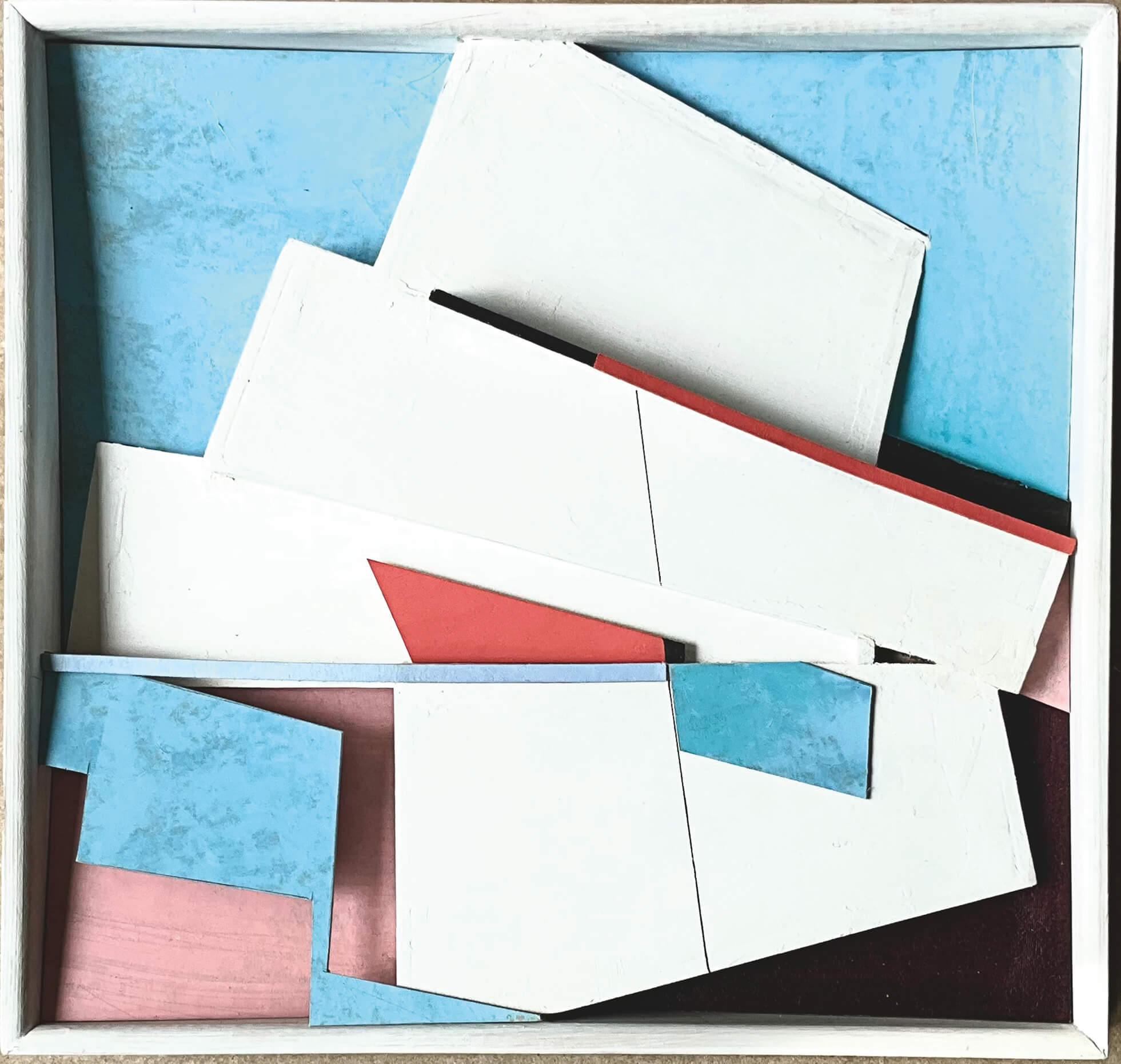 Werk von Hartmut Bieber: Serie:Layers in white / werk: Shifted Planes II