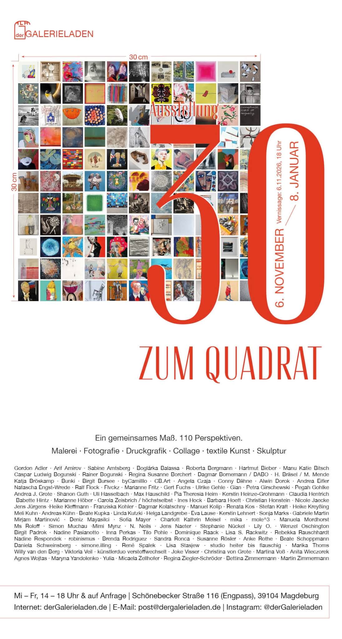 Plakat der Ausstellung 30 ZUM QUADRAT